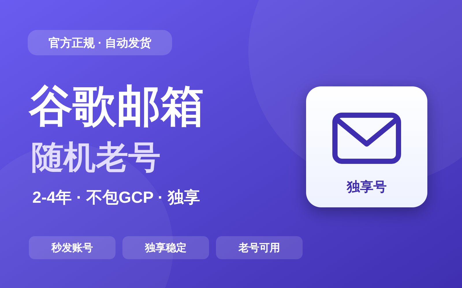 随机 2-4 年谷歌邮箱（不包GCP、独享）
