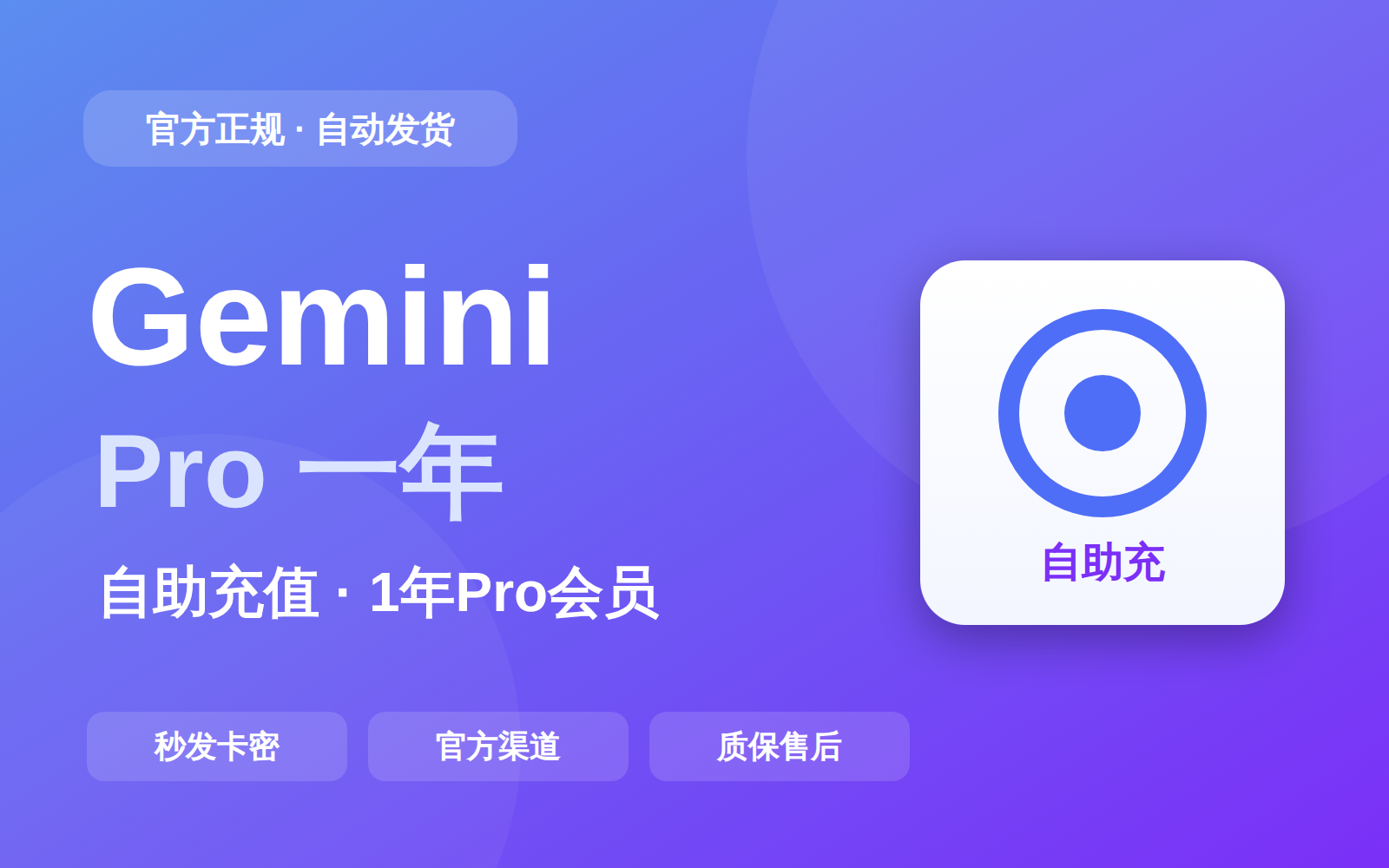 Gemini Pro一年自助充卡密